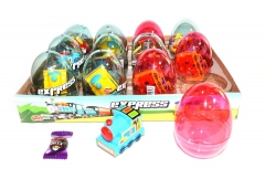Прозрачные пластиковые яйца с карамелью и игрушкой (паровозики) "EXPRESS" 6 грамм