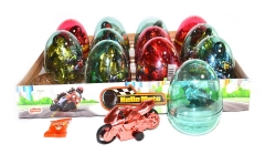 Прозрачные пластиковые яйца с карамелью и игрушкой (мотоциклы) "HELLO MOTO" 6 грамм