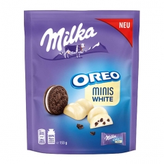 Шоколад белый Milka Малютки c кусочками печенья Oreo 153 гр
